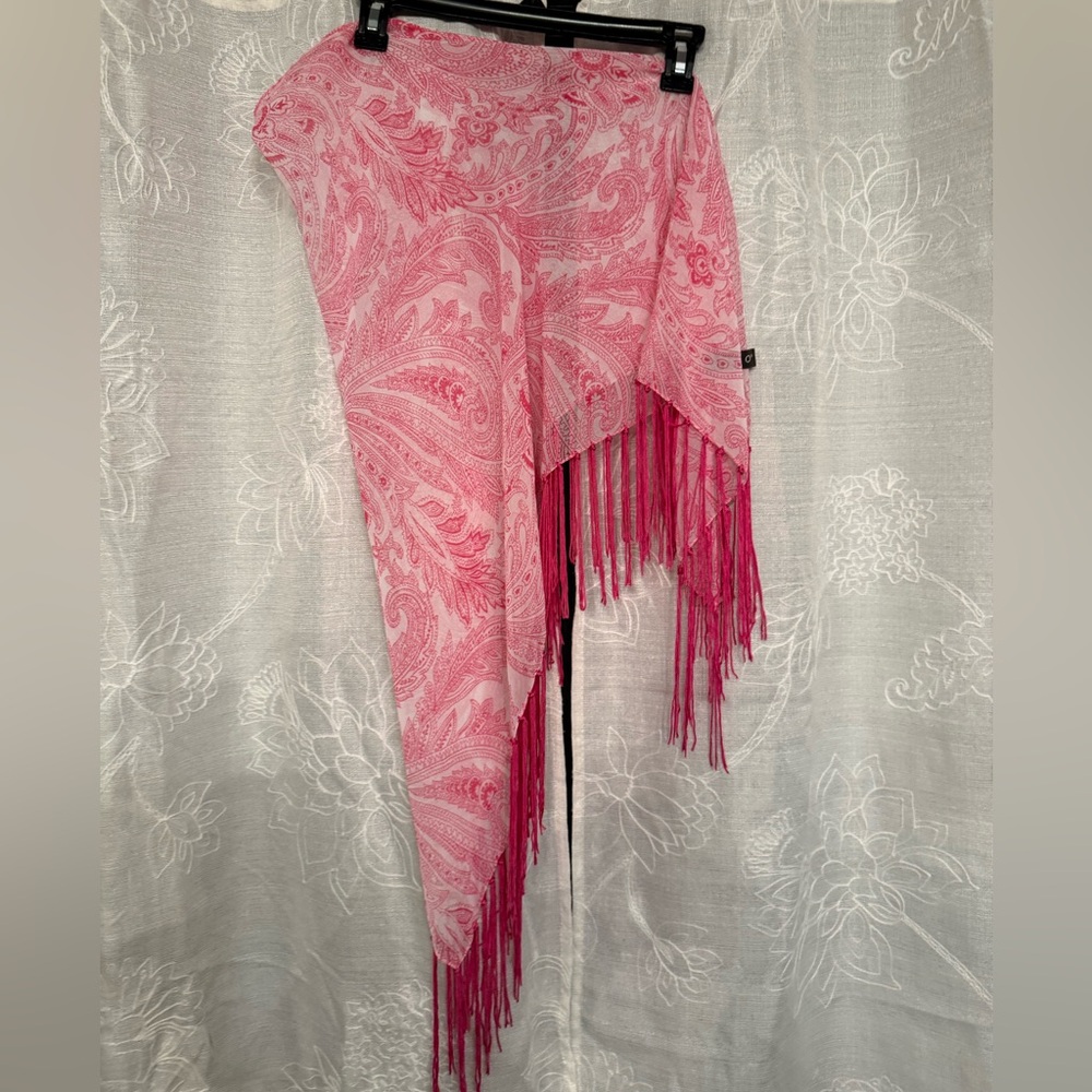Echo Pink Paisley Scarf with Fringe